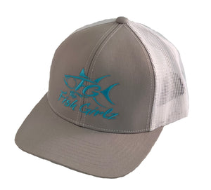 "Fish Girlz" Adult Trucker Hat - Embroidered with graphite front and white back