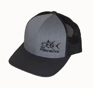 Adult "Fish Guyz" Trucker Hat - Embroidered with heather/grey front and charcoal back