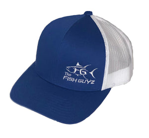 Adult "Fish Guyz" Trucker Hat - Embroidered with royal blue front and white back